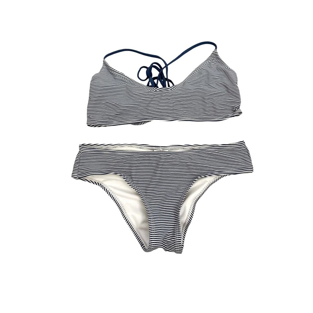 Xhilaration Swim White Blue Scrunch Back Bikini Size Women's Small / Large